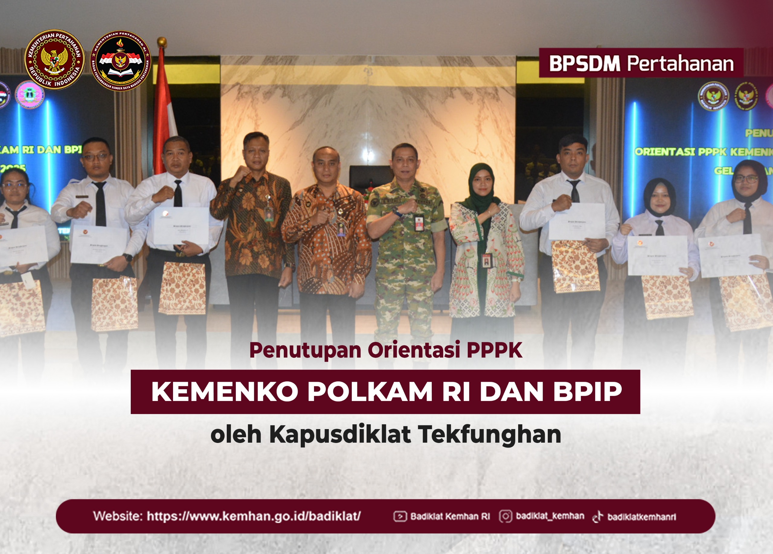 Peserta Orientasi PPPK Kemenko Polkam RI dan BPIP Gelombang I TA. 2025, Resmi ditutup oleh Kapusdiklat Tekfunghan